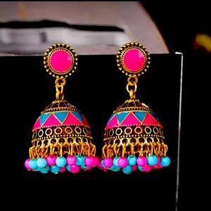 Indian Pakistani Afghani Boho vintage Ethnic Drop Earrings Jhumka 💕